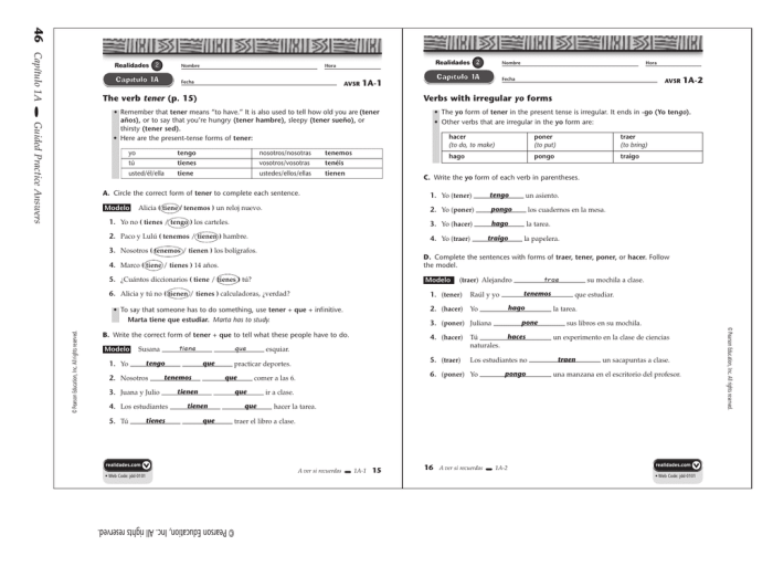 Realidades 1 capitulo 1b answer key