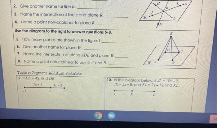 Geometry basics homework 1 points lines and planes